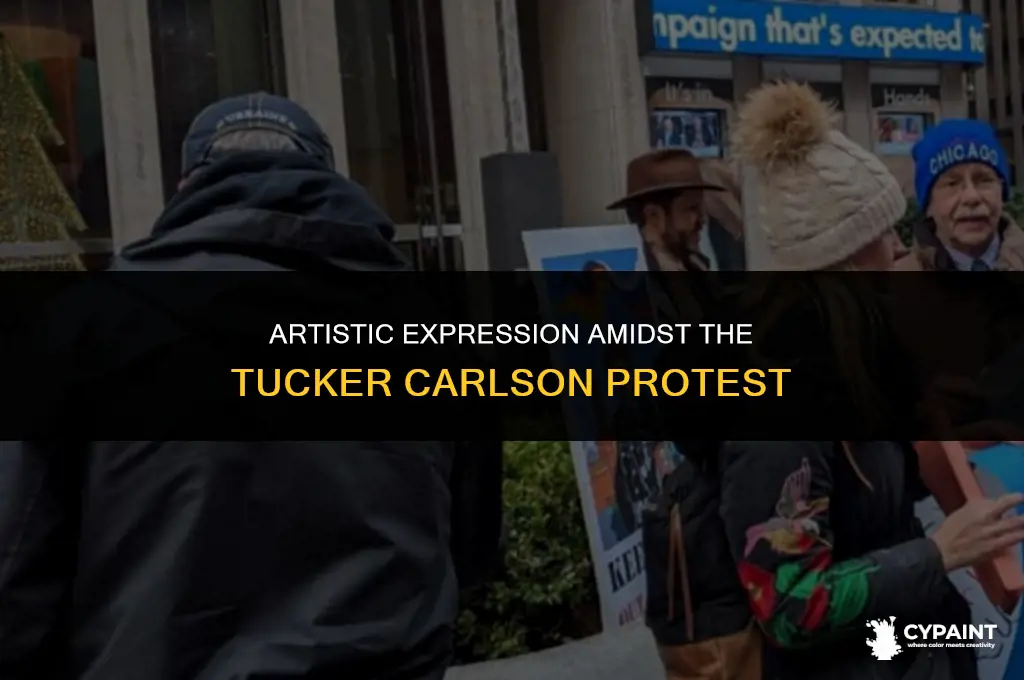 was therre any painting in the protest at tucker carlson