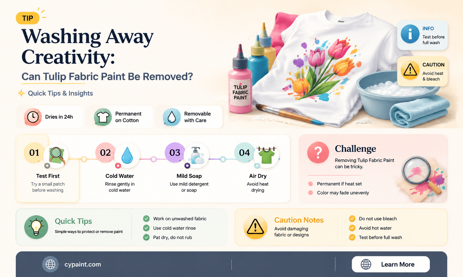 can tulip fabric paint be washed off fabric