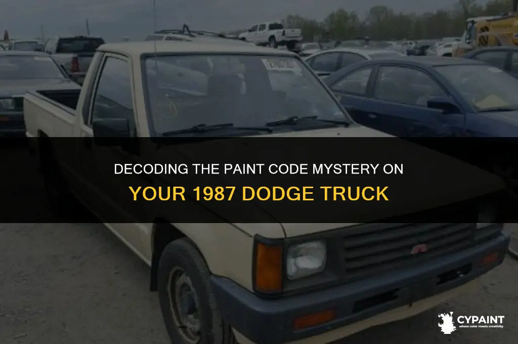 were is the paint code on a 1987 dodge truck