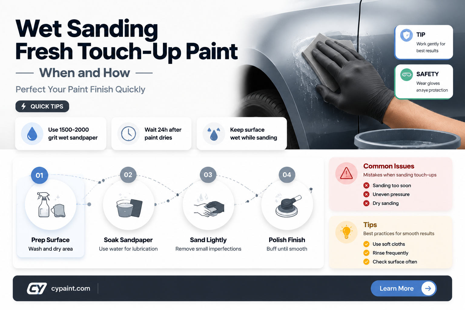 can i wet sand a freshly touch-up paint