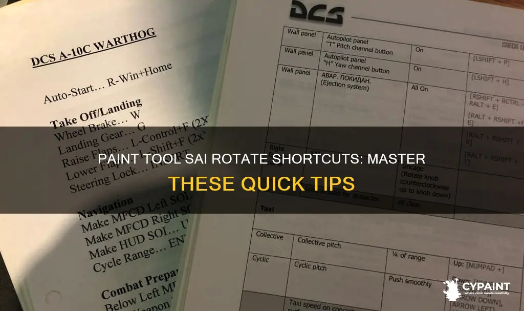 what are the rotate shortcuts in paint tool sai