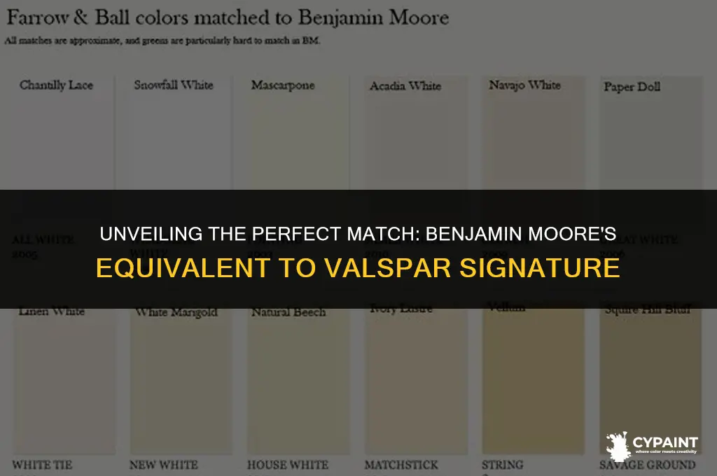 what benjamin moore paint brand is equivalent to valspar signature