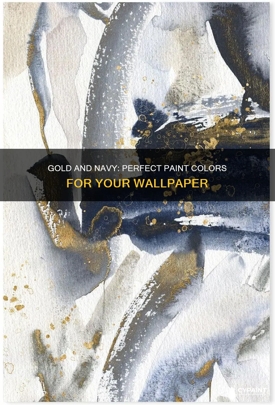 what colour paint goes with navy and gold wallpaper