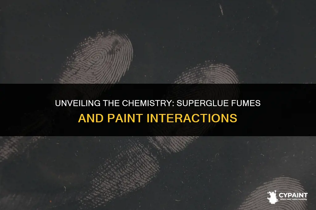 what do the superglue fumes in the paint interact with