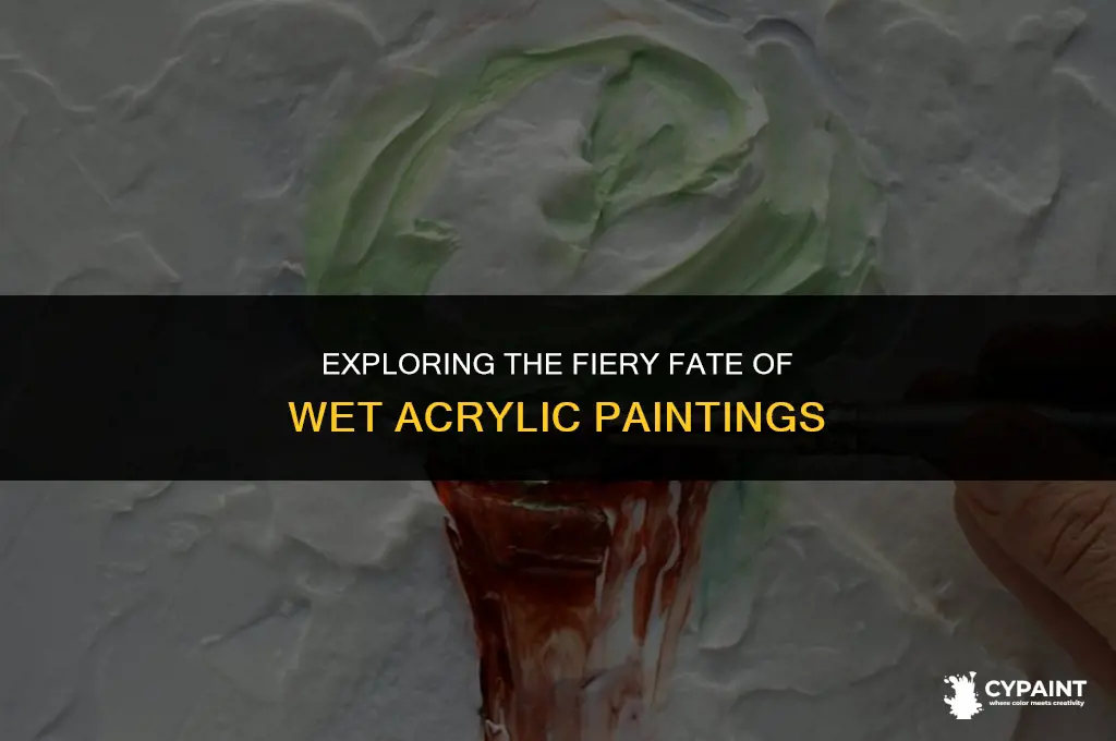 what happens when wet acrulic painting is set on fire