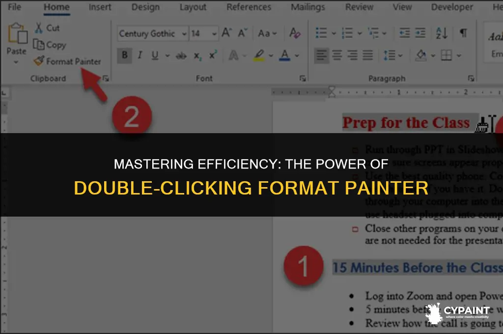 what happens when you double click the format painter button