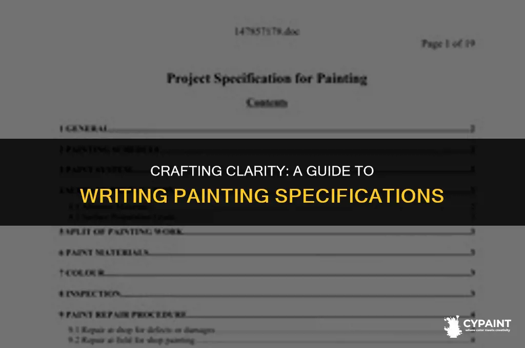 what is a painting specification how should it be written