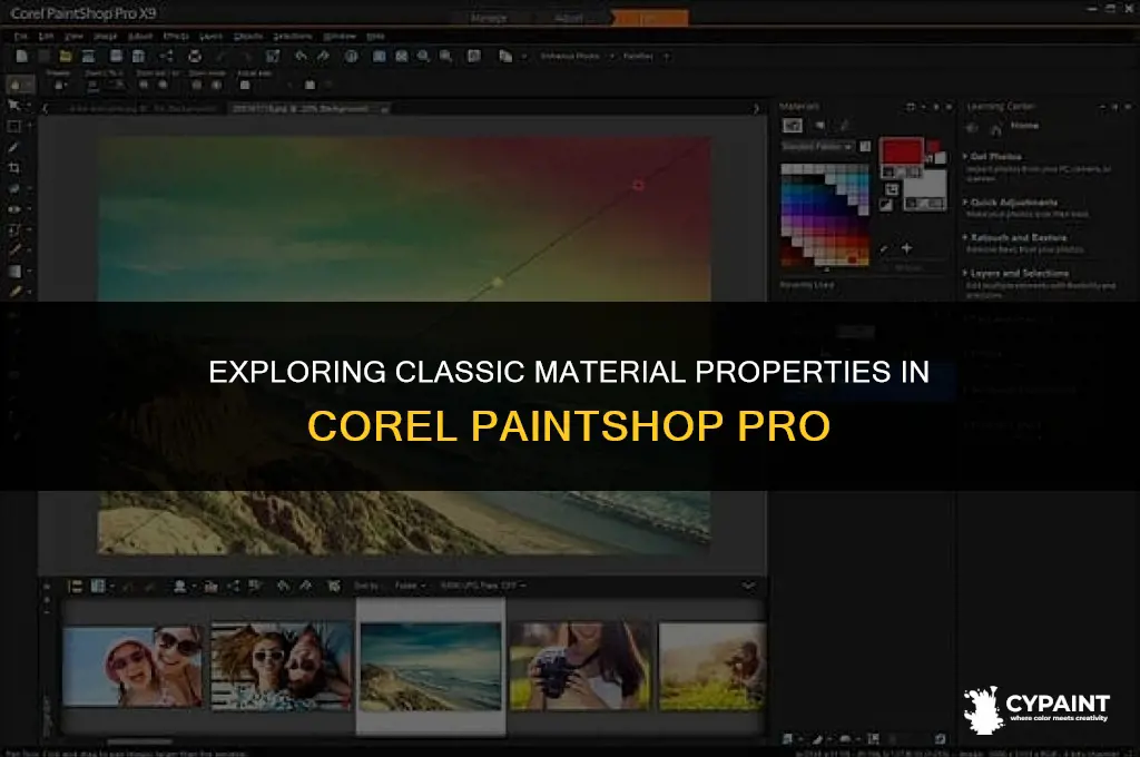 what is classic material properties in corel paint shop pro
