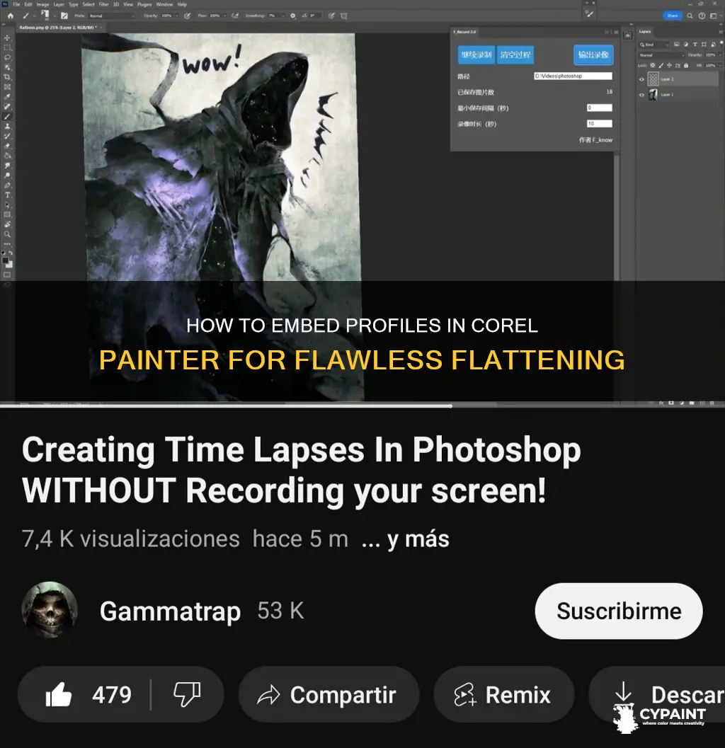 what is embed profile when flattening in corel painter