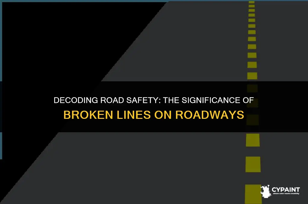 what is indicated by broken lines painted on the roadway