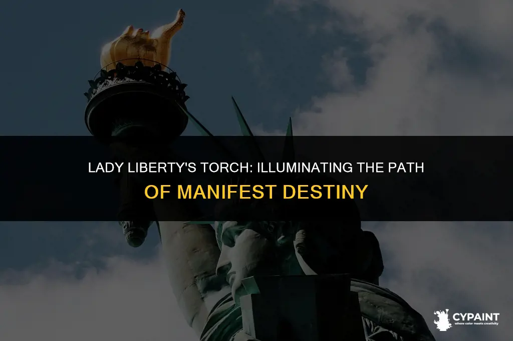 what is lady liberty holding in the manifest destiny painting