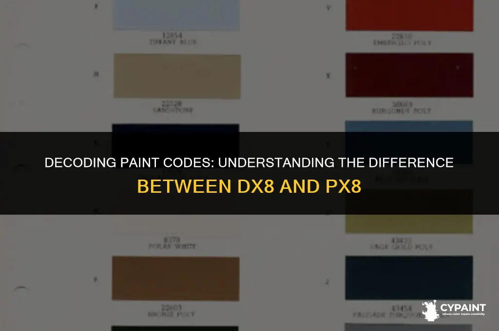 what is the difference between dx8 and px8 paint code