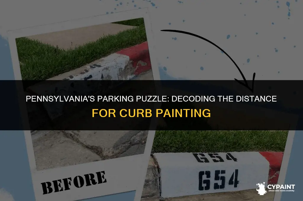 what is the distance curbs should be painted in pennsylvania