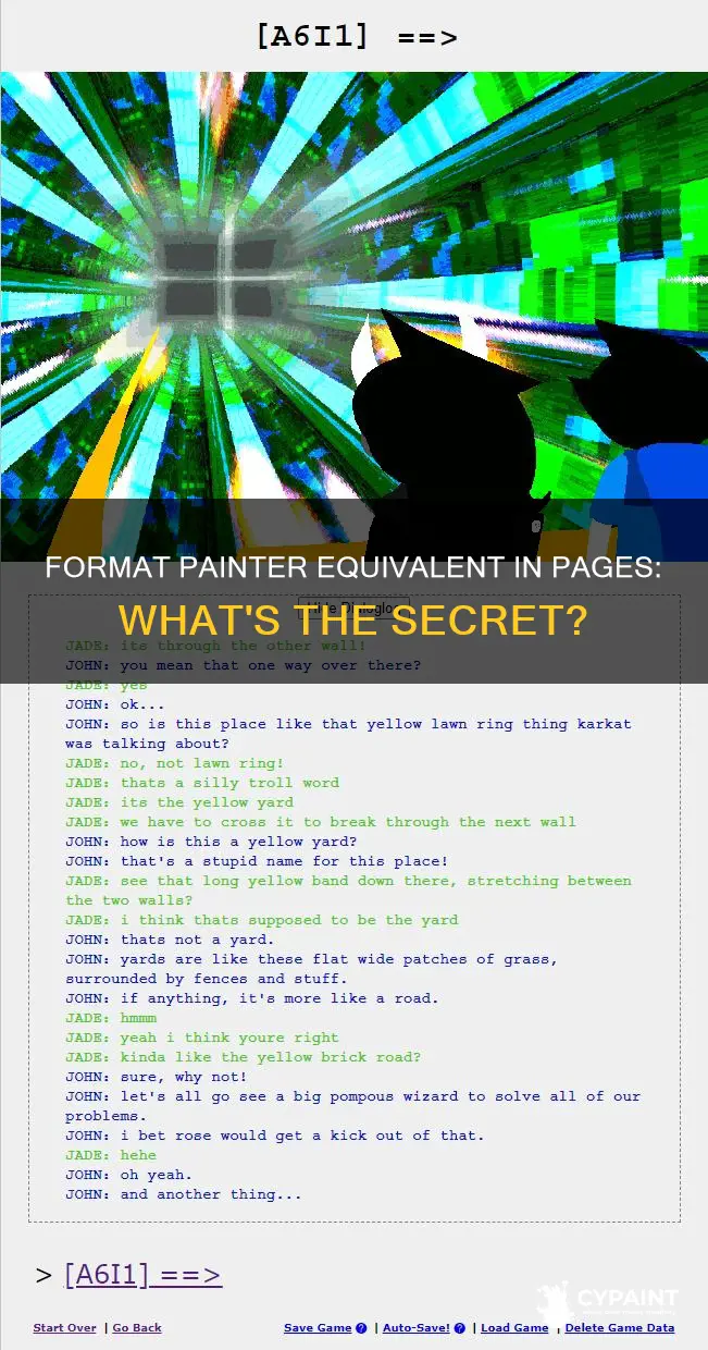 what is the equivalent of format painter in pages