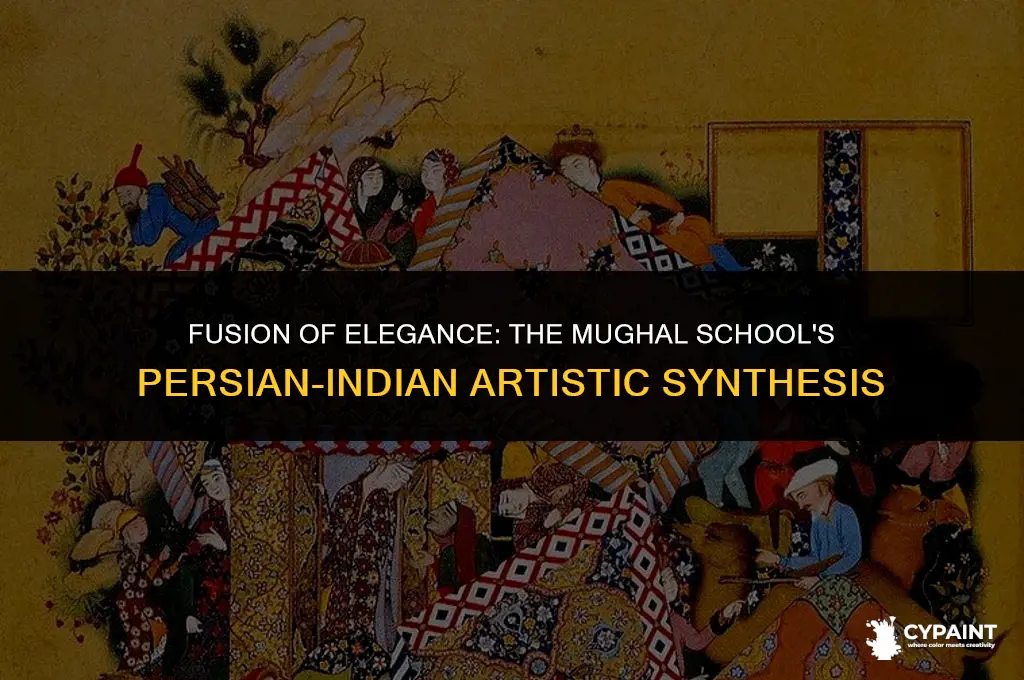 what mogul school of painting combined persian with indian motifs