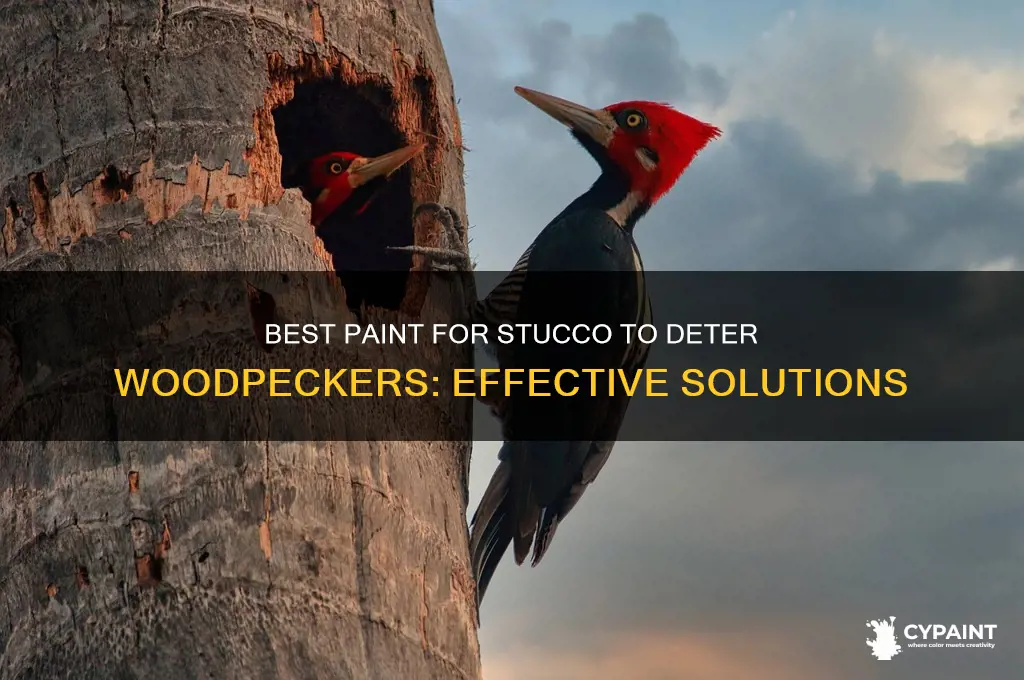 what paint for stucko to keey woodpeckers away