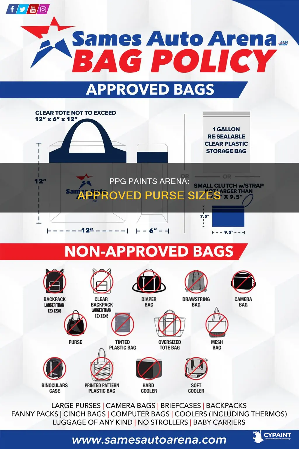 what size purse is allowed at ppg paints arena