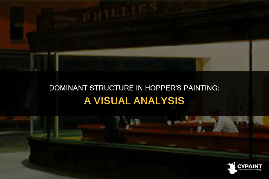 what structure dominates image 1 the painting by edward hopper