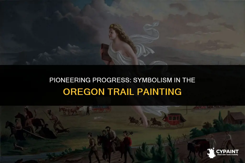 what symbolizes progress in the painting of the oregon trail