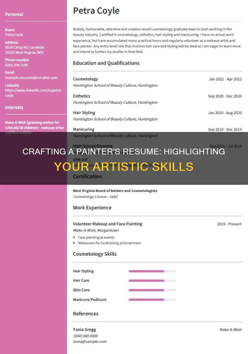 what to put on your resume as a painter