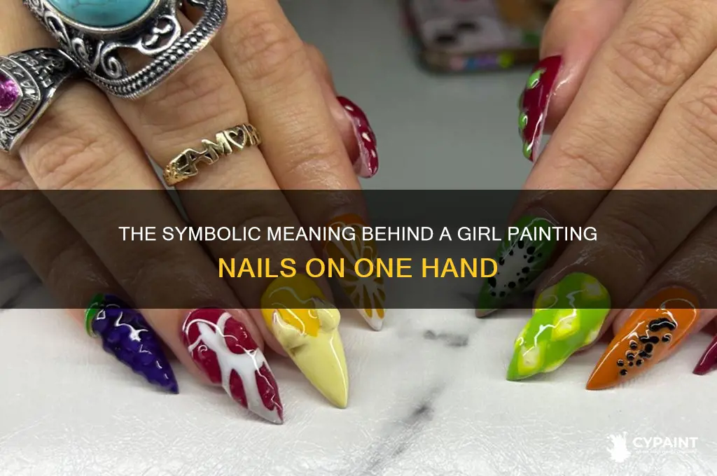 when a girl paints n on one hand