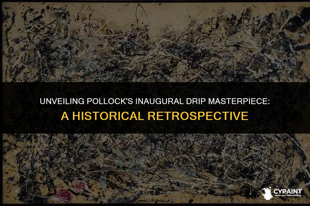 when and where did pollock exhibit his first drip painting