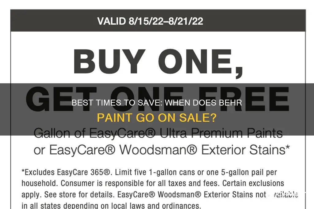 when does behr paint go on sale