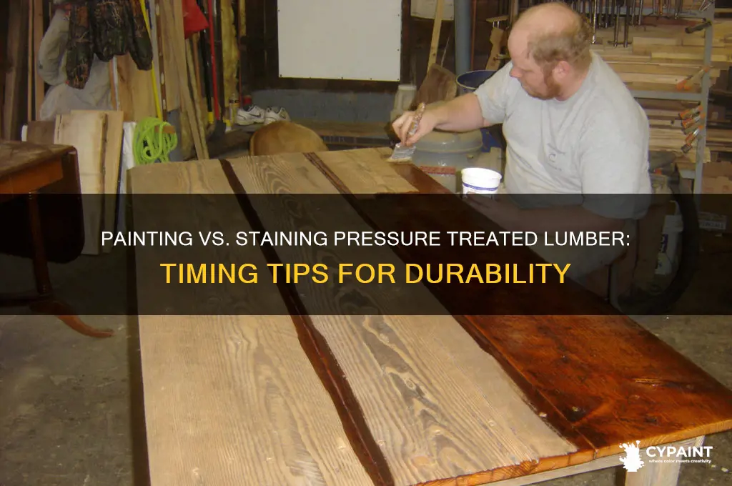 when to paint or stain pressure treated lumber