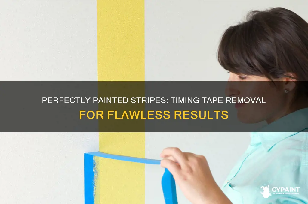when to take tape off when painting stripes