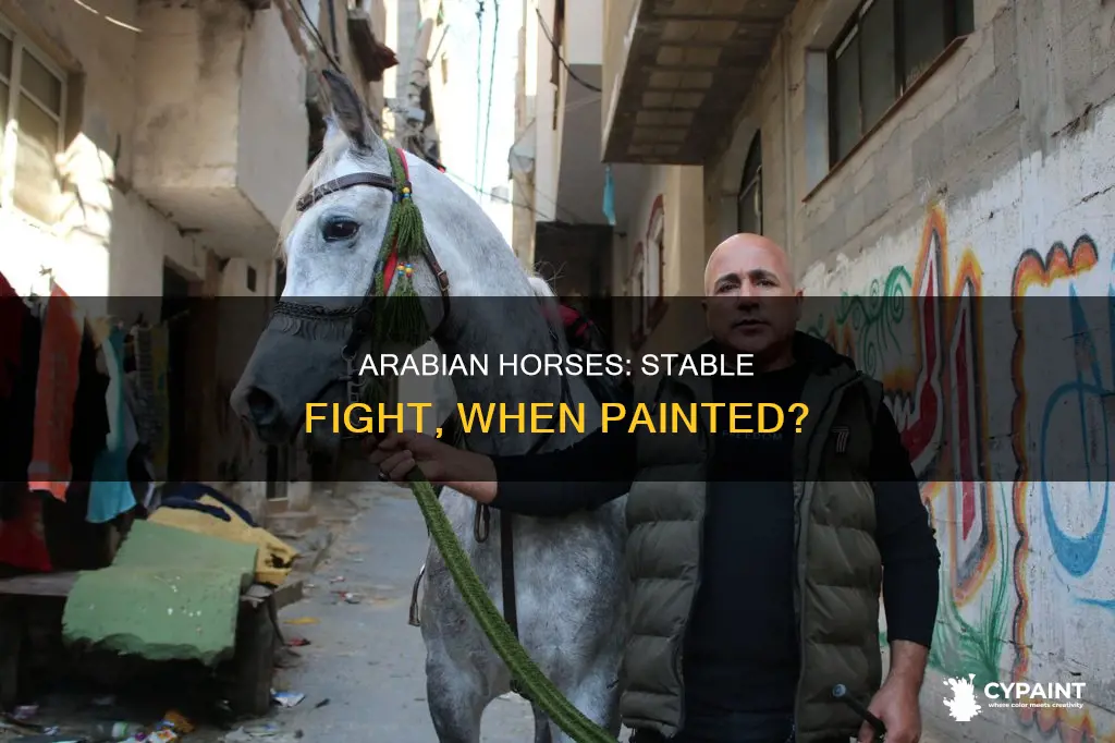 when was arabian horses fighting in a stable painted