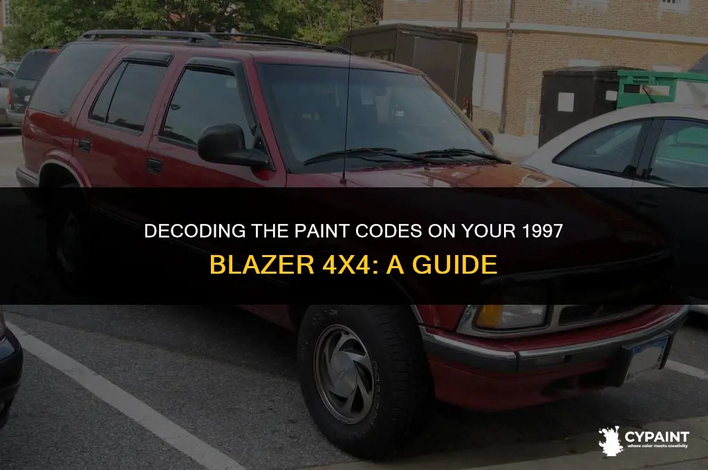 where are the paint codes on a 97 blazer 4x4