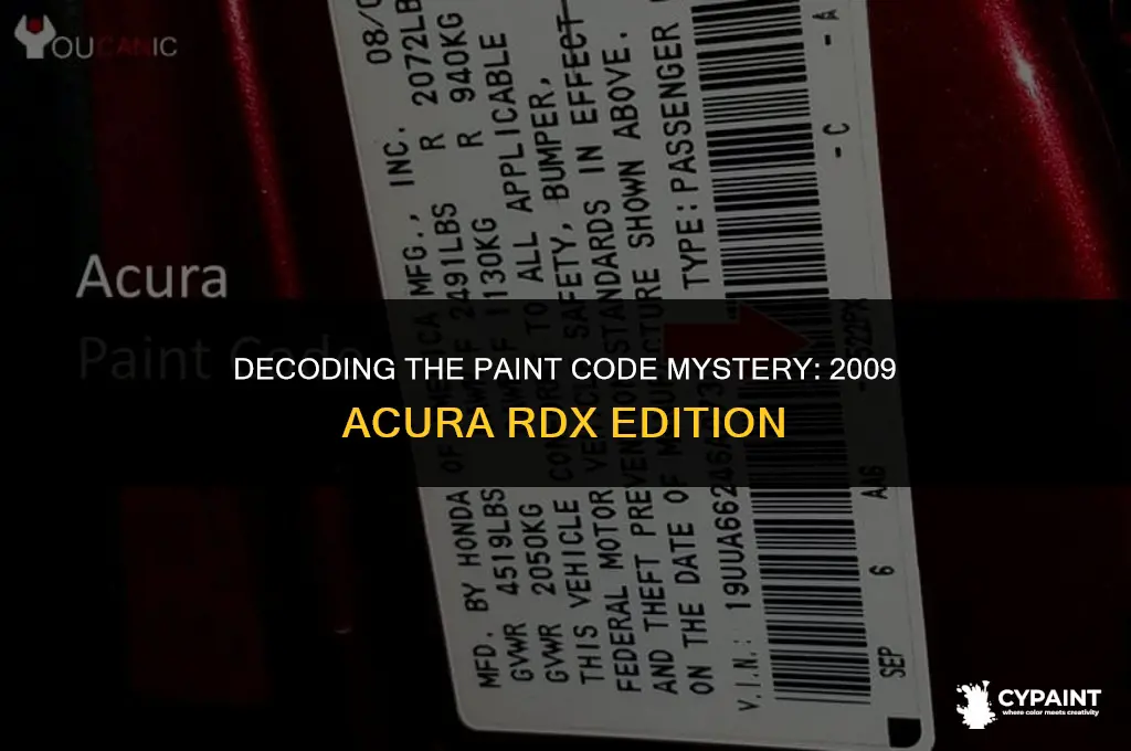 where do you find paint code in 2009 acura rdx