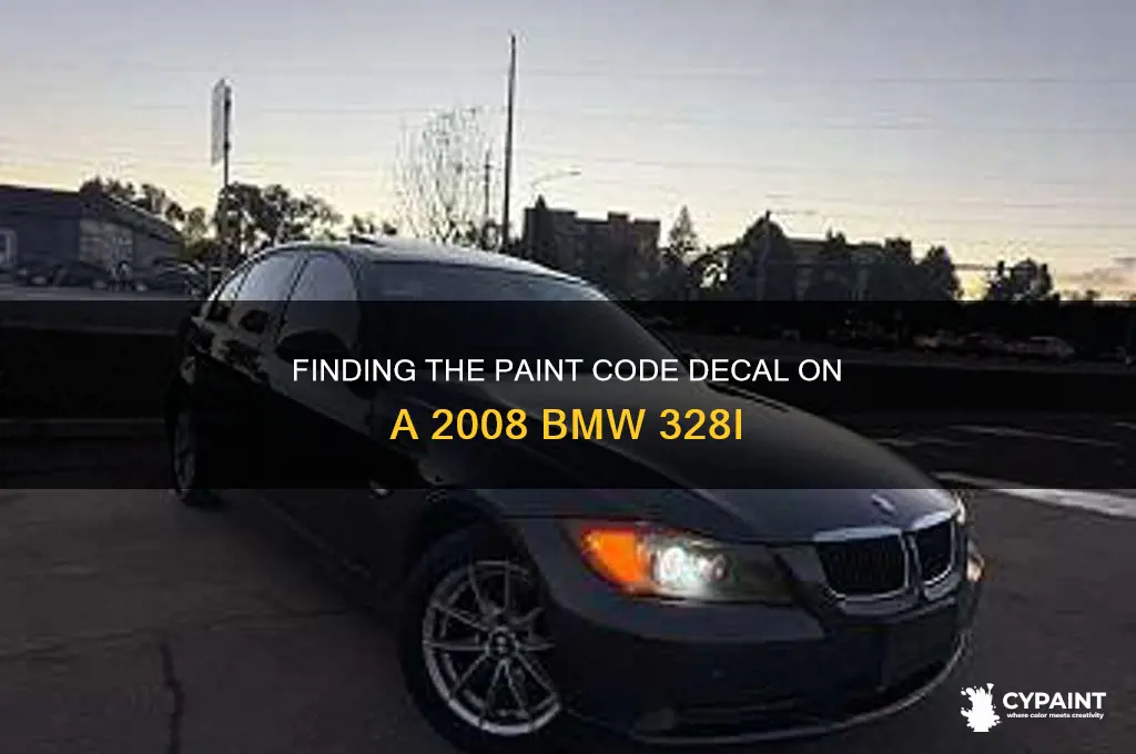 where is paint code decal 2008 bmw 328i