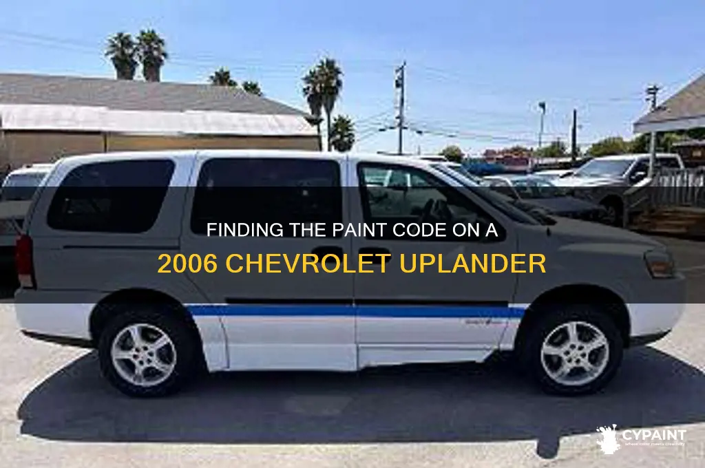 where is paint code on 2006 cheverolet uplander