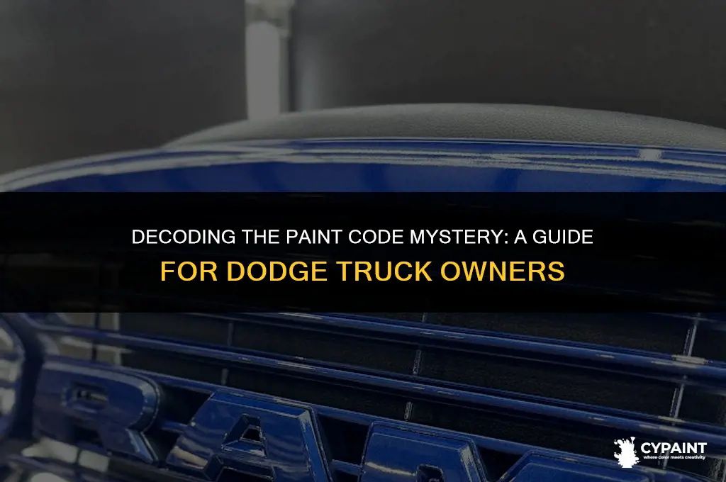 where is paint code on and other infromation dodge truck