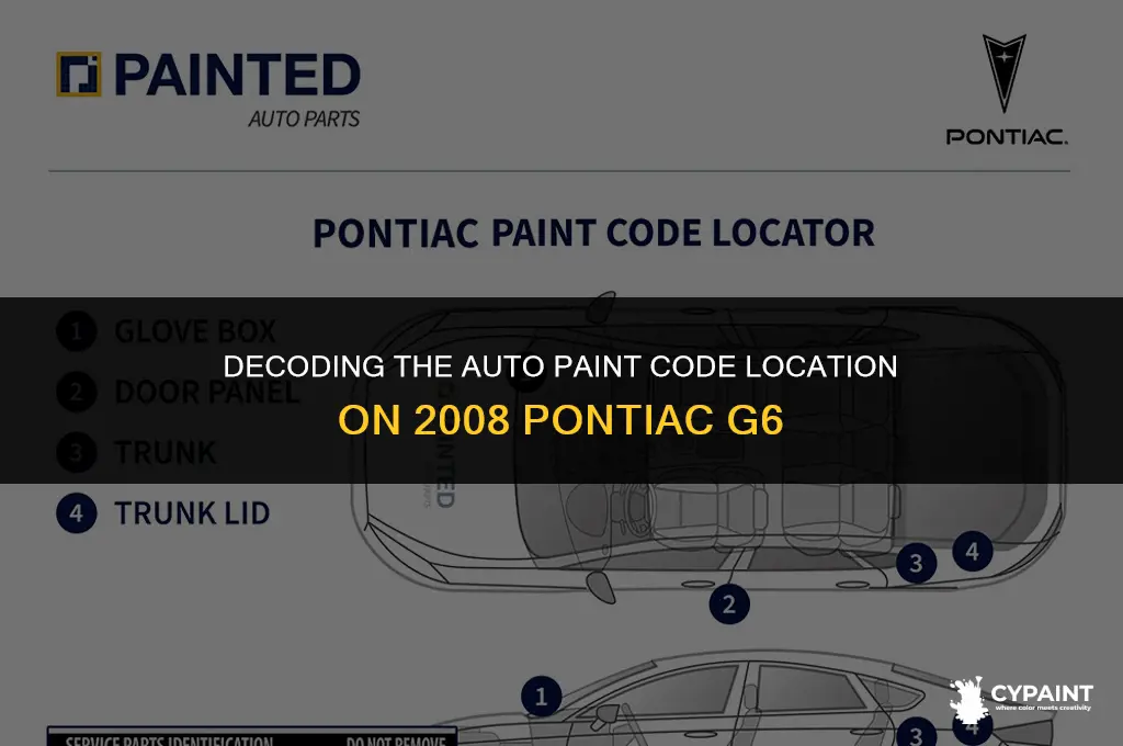 where is the auto paint code on pontiac g6 2008