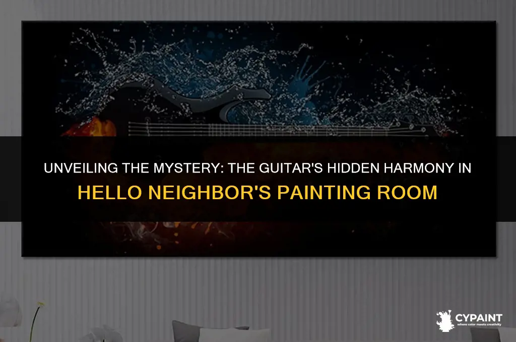 where is the guitar in the painting room hello neighbor