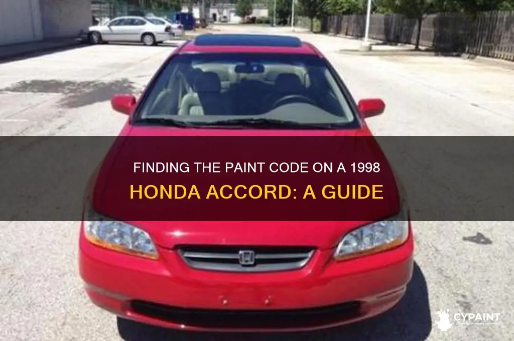 where is the paint code 1998 honda accord