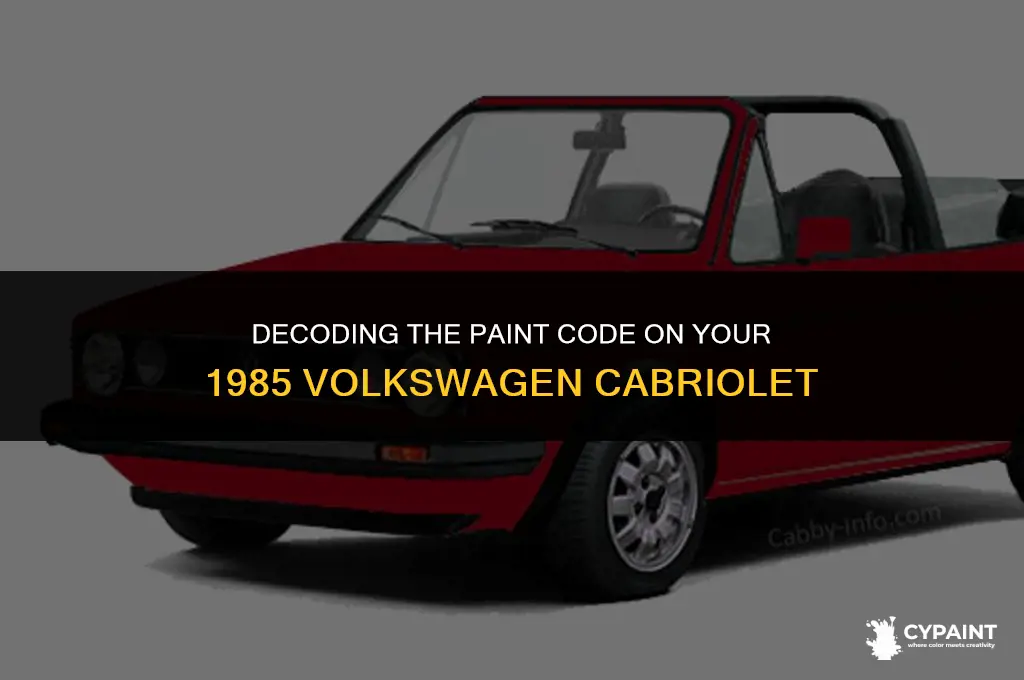 where is the paint code on a 1985 volkswagen cabriolet