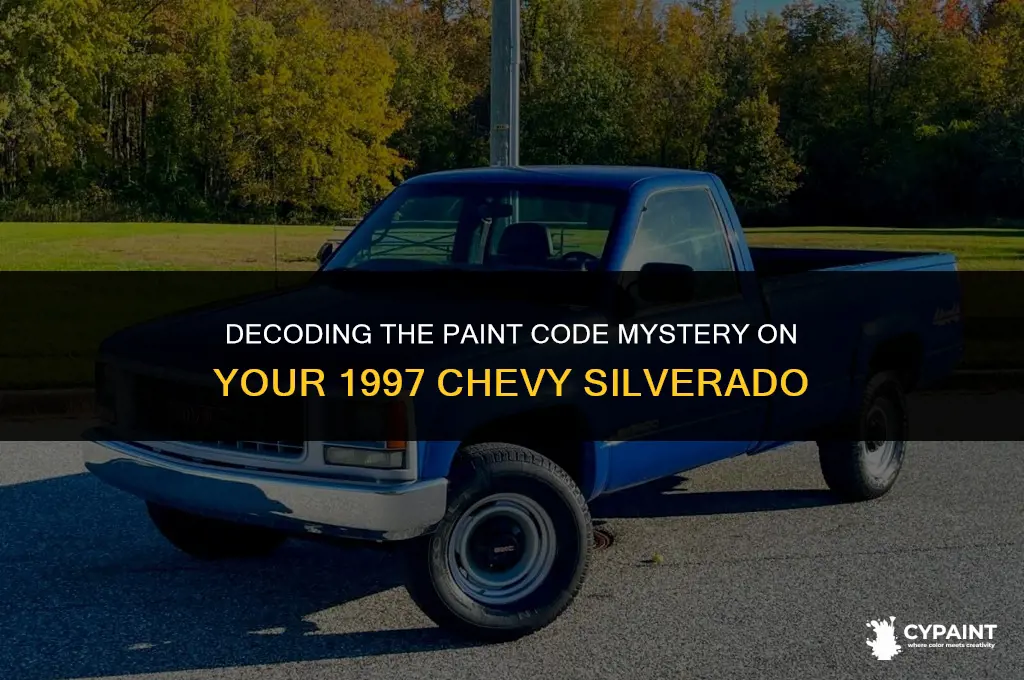 where is the paint code on a 1997 chevy silverado