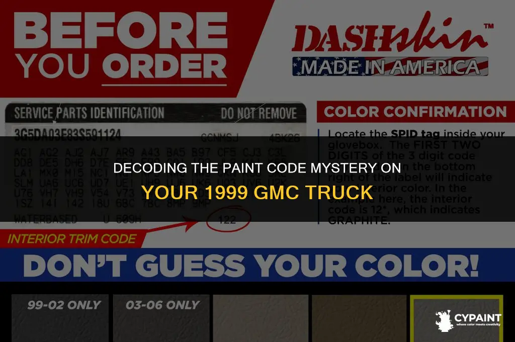 where is the paint code on a 1999 gmc truck