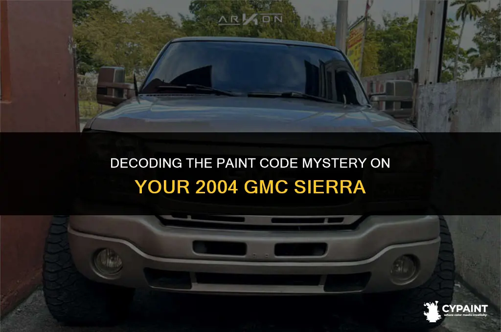 where is the paint code on a 2004 gmc sierra