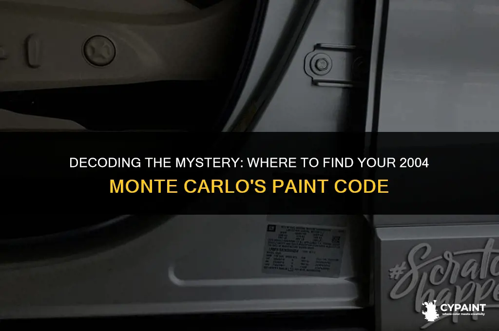 where is the paint code on a 2004 monte carlo