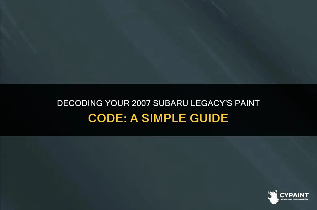 where is the paint code on a 2007 subaru legacy