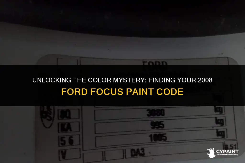 where is the paint code on a 2008 ford focus