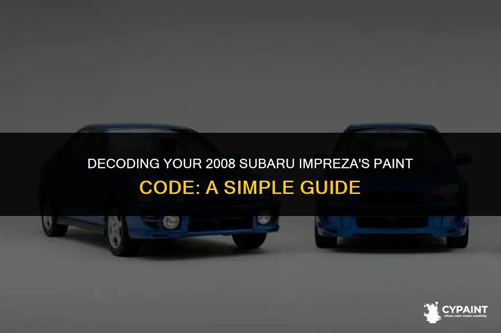 where is the paint code on a 2008 subaru impreza