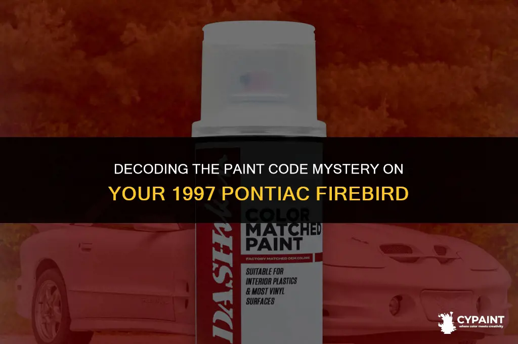 where is the paint code on a 97 pontiac firebird