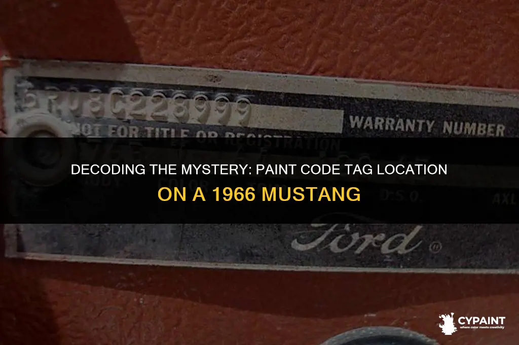 where is the paint code tag on a 66 mustang