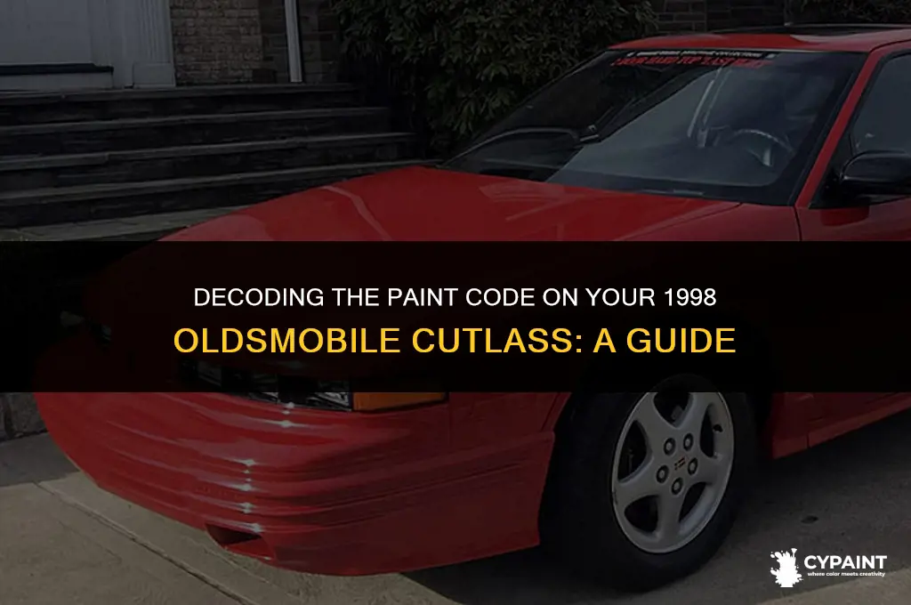 where to check for paint code on 1998 oldsmobile cutlass