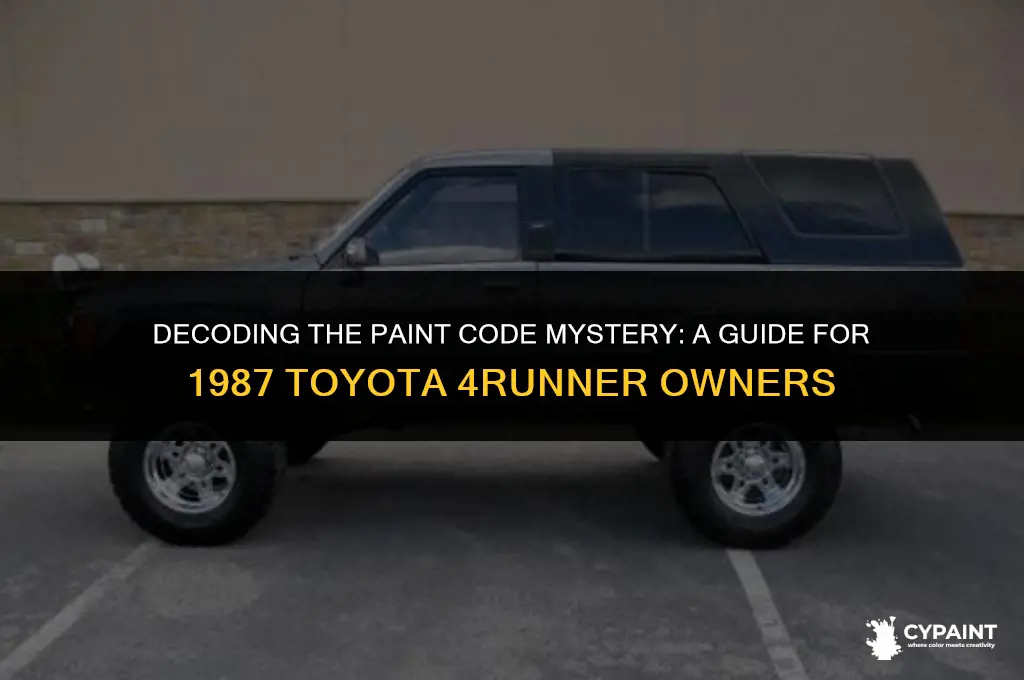 where to find paint code on 87 toyota 4 runner